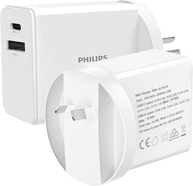 Philips Dual Port 20W Fast [USB-C & A] Power Adapter DLP4342