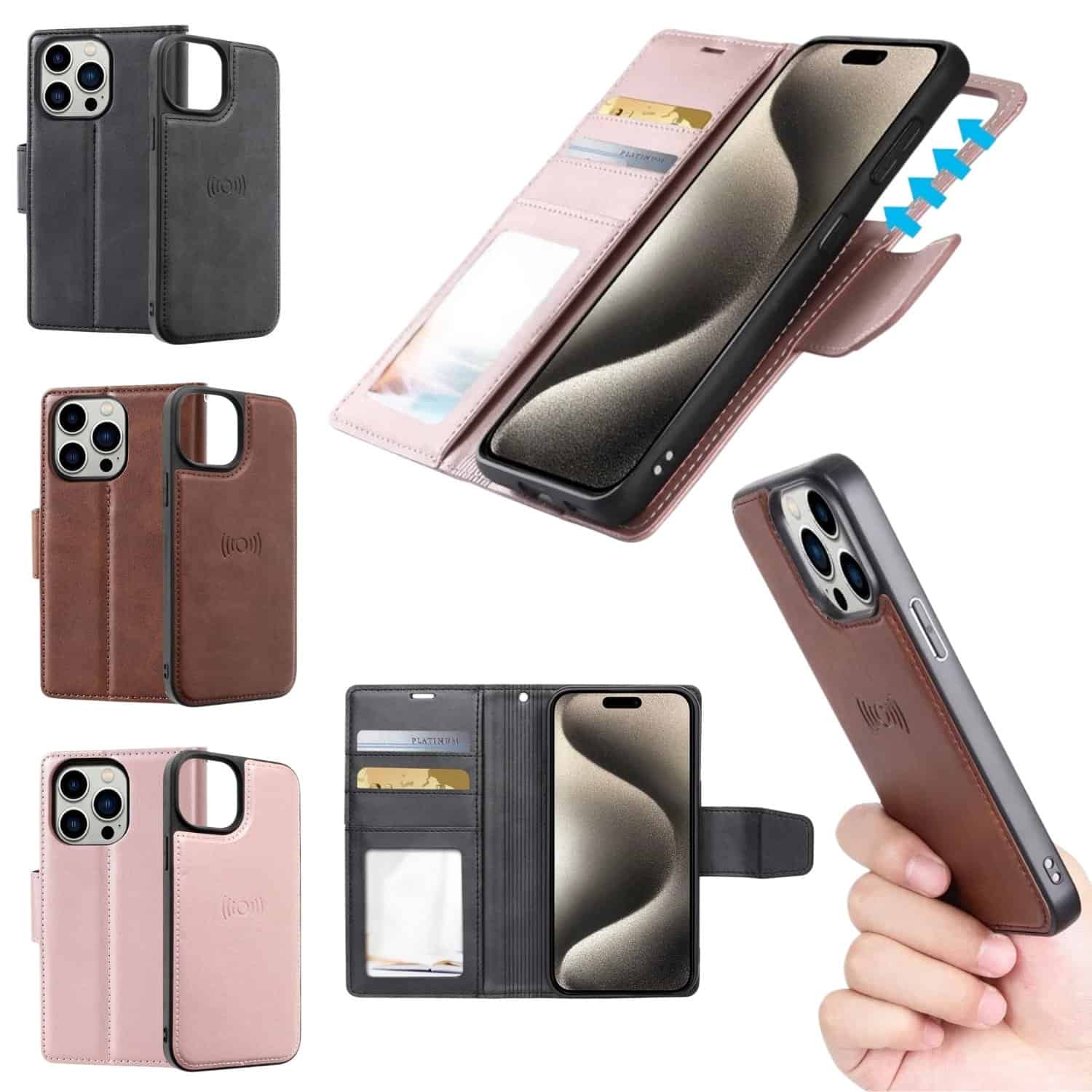iPhone 16 Pro Max Hanman 2 In 1 Magnetic Wallet Case